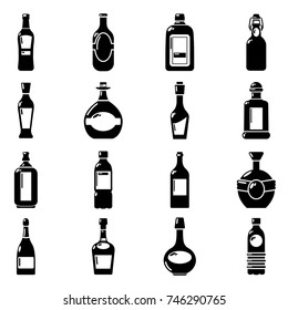 Bottles icons set. Simple illustration of 16 bottles icons for web