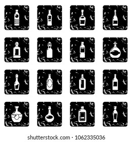 Bottles icons set vector grunge isolated on white background 
