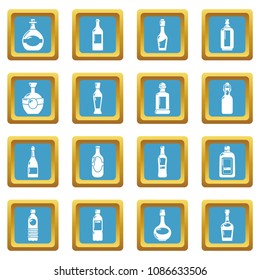 Bottles icons set vector sapphirine square isolated on white background 