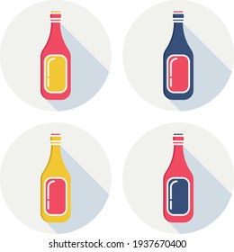 Bottles icons vector illustration for your website, restaurant, cafe, sticker print