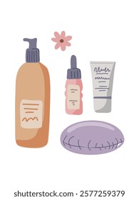 Garrafas e frascos de produtos para a pele