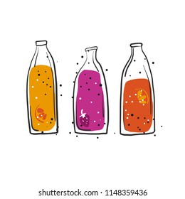 Bottles with juice