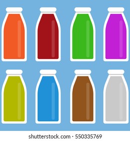 Bottles with juice isolated on white background