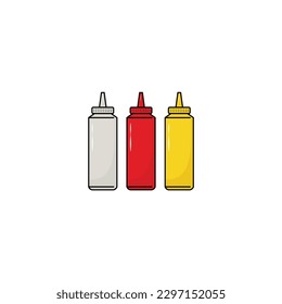 bottles of ketchup, mayonnaise and mustard icon vector graphics