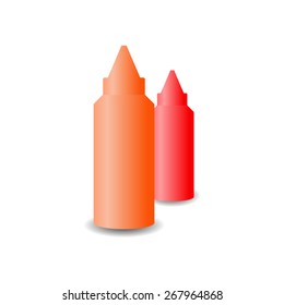 Bottles of ketchup and mustard