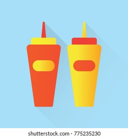Bottles of Ketchup and Mustard