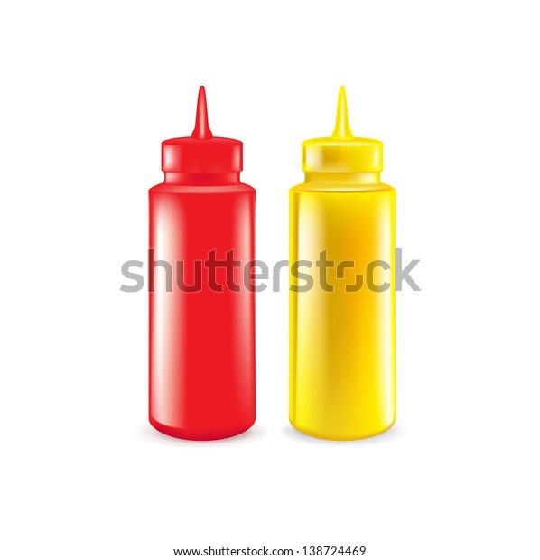 Bottles Ketchup Mustard Isolated On White Stock Vector (Royalty Free ...