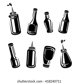 Bottles ketchup set. Vector
