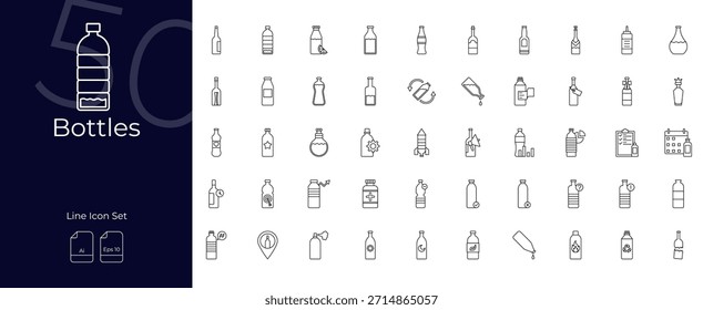 Conjunto de iconos editables de línea de botellas