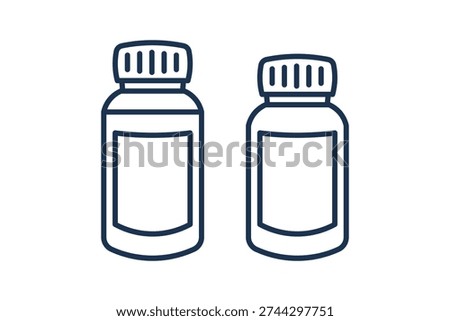 Bottles Line Pharmacy Storage Medicine bottles outline icon for pharmaceutical packaging and liquid drug storage