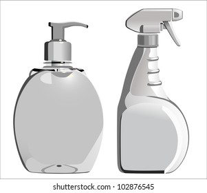  bottles of liquid soap isolated on white