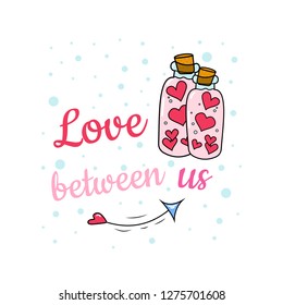 Bottles of love potion. Background. Wallpaper.