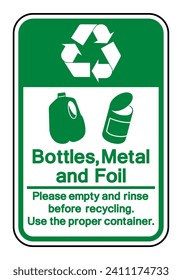 Bottles Metal and Foil Recycle Symbol Sign ,Vector Illustration, Isolate On White Background Label .EPS10