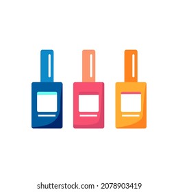 Bottles of nail polish isolated on white background. Cosmetics. Clip art.