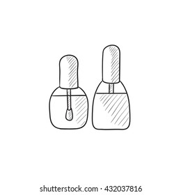 Bottles of nail polish vector sketch icon isolated on background. Hand drawn Bottles of nail polish icon. Bottles of nail polish sketch icon for infographic, website or app.