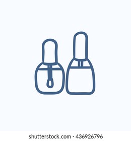 Bottles of nail polish vector sketch icon isolated on background. Hand drawn Bottles of nail polish icon. Bottles of nail polish sketch icon for infographic, website or app.