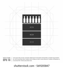 Bottles on bar counter icon