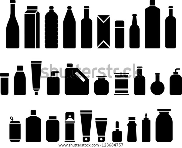 Bottles Packaging Icons Stock Vector (Royalty Free) 123684757