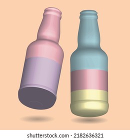 bottles with pastel colors, illustration for summer.