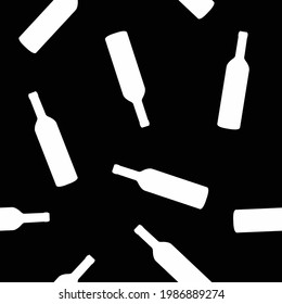 Patrón de botellas. Patrón o fondo de botellas de vino blanco y negro sin foco