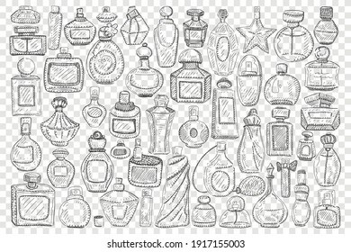 Bottles with perfume doodle set