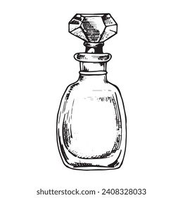 botellas con perfume, dibujo vectorial en forma de boceto. vintage