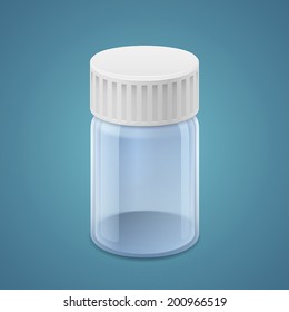 Bottles of pills isolated on blue background