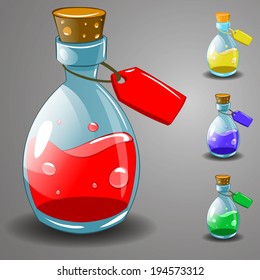 Bottles of potion. Vector illustration.