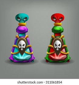 Bottles of potion. Vector illustration.