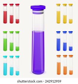 Bottles of potion. Vector illustration. colorful set