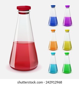 Bottles of potion. Vector illustration. colorful set