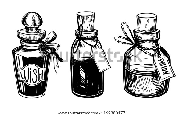 Bottles Potions Poison Love Potion Hand Stock Vector Royalty Free