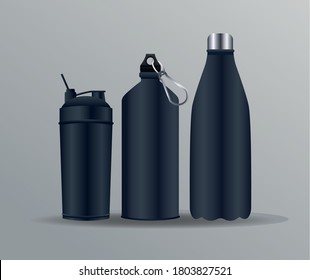 bottles products packings branding icons vector illustration design