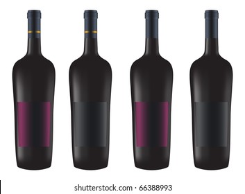 bottles of red wine with colored caps