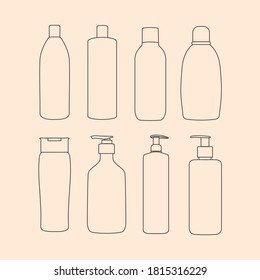bottles of shampoo care vector 