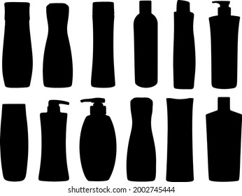 Bottles of shampoo for hair. Vector image.  
