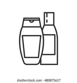 bottles of shampoo. linear icon