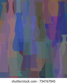 Bottles shapes, overlapping, colorful montage