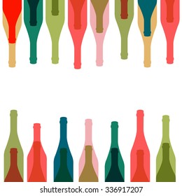 Bottles silhouette .Vector background bottle.Template for menu card. Colorful bottle on background.Alcoholic Bar menu background.