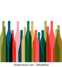 Bottles silhouette .Vector background bottle.Template for menu card. Colorful bottle on background.Alcoholic Bar menu background.