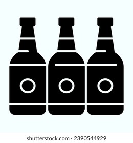 Bottles solid icon. Three empty glass bottles vector illustration isolated on white. Beer bottles glyph style design, designed for web and app. Eps 10
