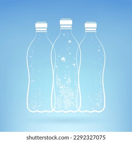 bottles of sparkling water on a blue background