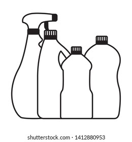 bottles spray spring cleaning tools vector illustration