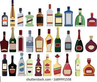 Bottles of strong alcoholic drinks