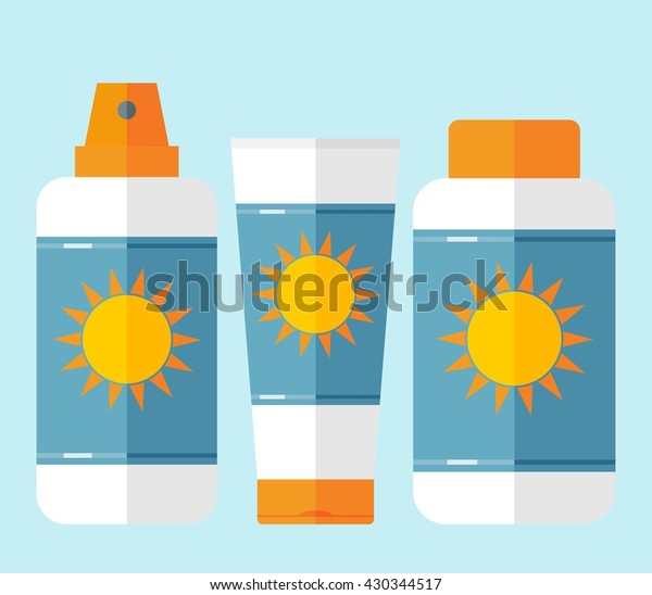 Flaschen Mit Sonnencreme Flaschen Mit Creme Stock Vektorgrafik Lizenzfrei