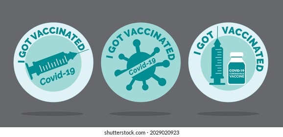 Bottles and Syringes, I got vaccinated covid-19 logo, Vaccination against coronavirus, Immunization Treatment, Health care Vector IllustratorEPS 10.	