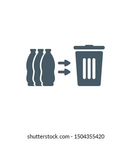 bottles in the trash icon vector. Flat icon illustration