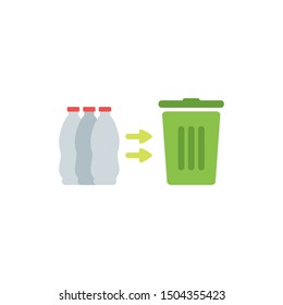 bottles in the trash icon vector. Flat icon illustration