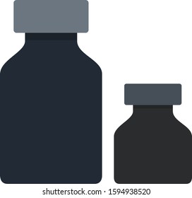 Bottles with twists for ink of black color vector flat icon isolated on white