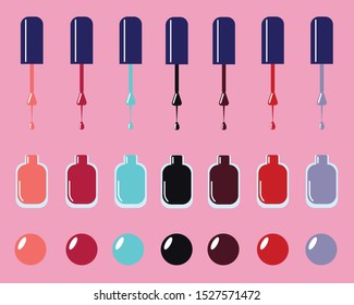 bottles of varnish with different colors